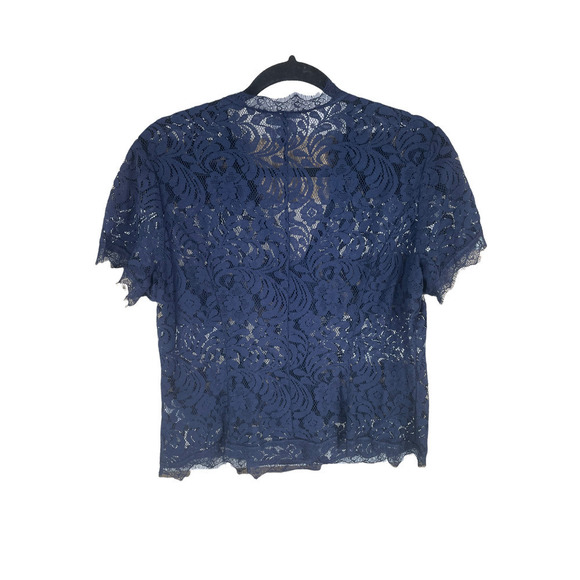 CABI NAVY BLUE LACE LONDON TOP #3073 SIZE MEDIUM - Picture 4 of 10